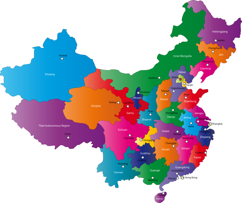 map of china with cities. and capital cities map