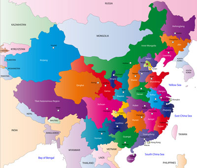 China provinces and capital cities map